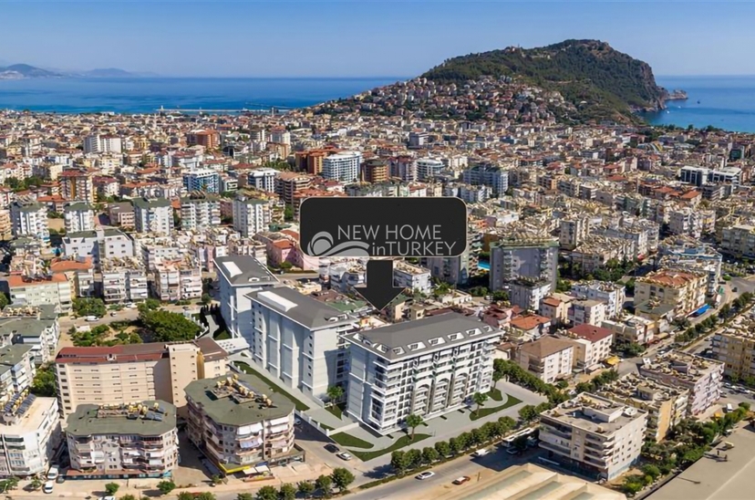 Lyxig 1+1 lägenhet med havs- och bergsutsikt, Alanya centrum