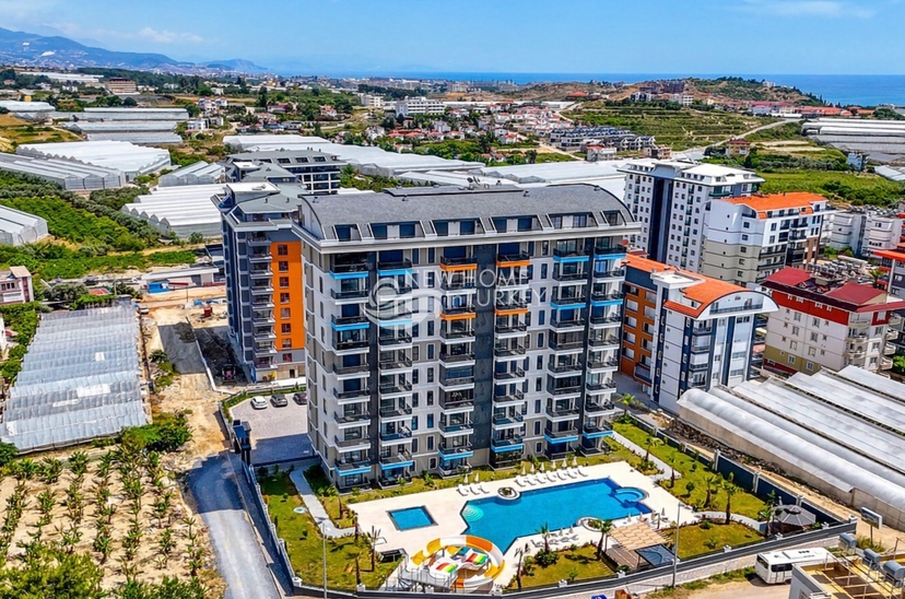 Luxuriöses 1+1 Apartment mit Meerblick und Bergblick in Alanya