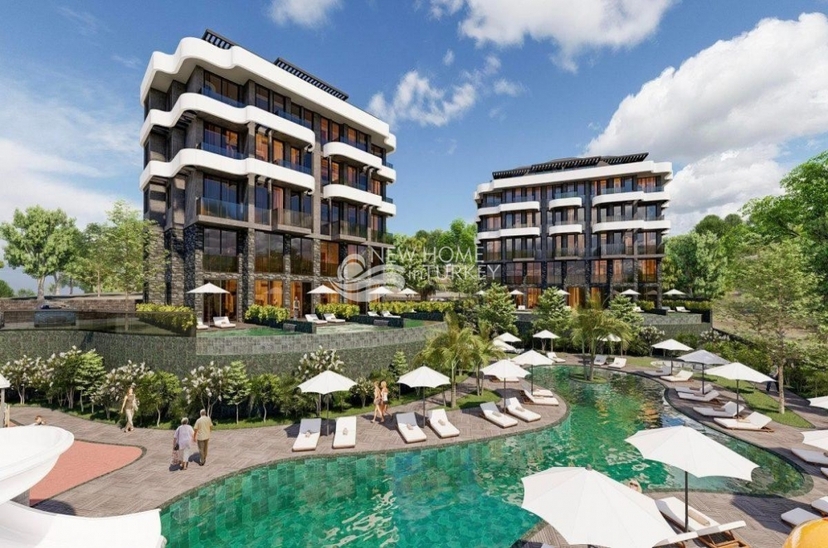 Luxury 1+1 Apartment with Sea, Castle, and Mountain Views in Kargicak