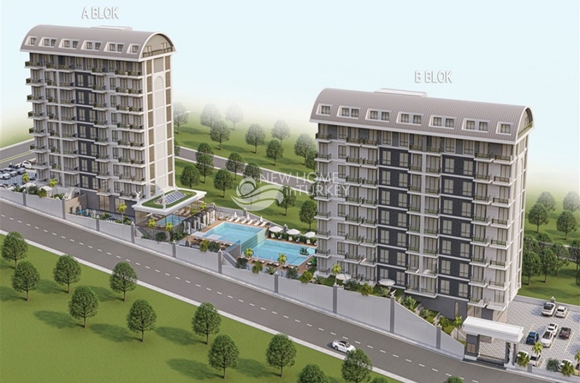Luxuriöses 1+1 Apartment mit Meerblick und Bergblick in Payallar, Alanya