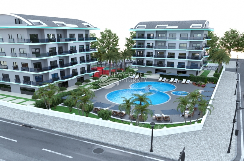 Luxuriöse 1+1 Wohnung mit Meerblick und Bergblick in Alanya-Incekum