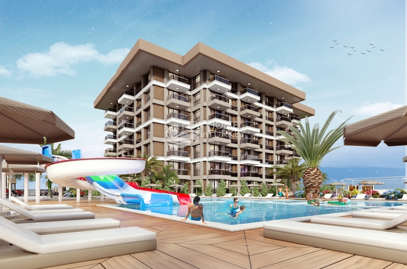 Lyxig 1+1 lägenhet med utsikt över bergen i Gazipasa, Alanya
