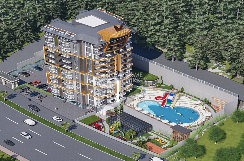Luxuriöse 1+1 Wohnung mit atemberaubendem Meerblick und Bergblick, Alanya