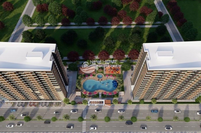 Luxury 2+1 Apartment with Sea, Castle, and Mountain Views in Mersin - Tömük