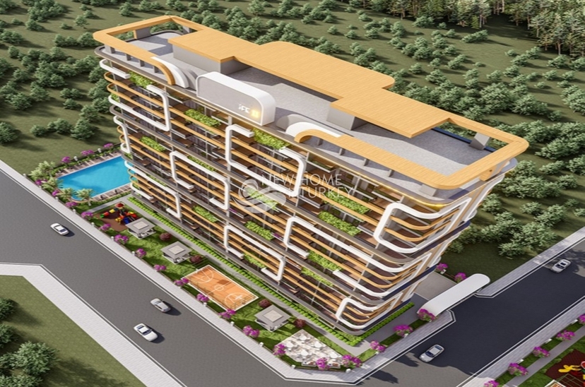 Luxuriöse 1+1 Wohnung mit Meerblick und Bergblick, Mersin-Tomuk