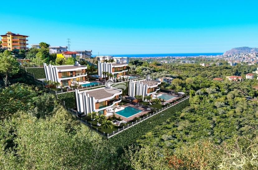 Luxuriöse 4+1 Villa mit Meerblick und Bergblick in Alanya - Oba