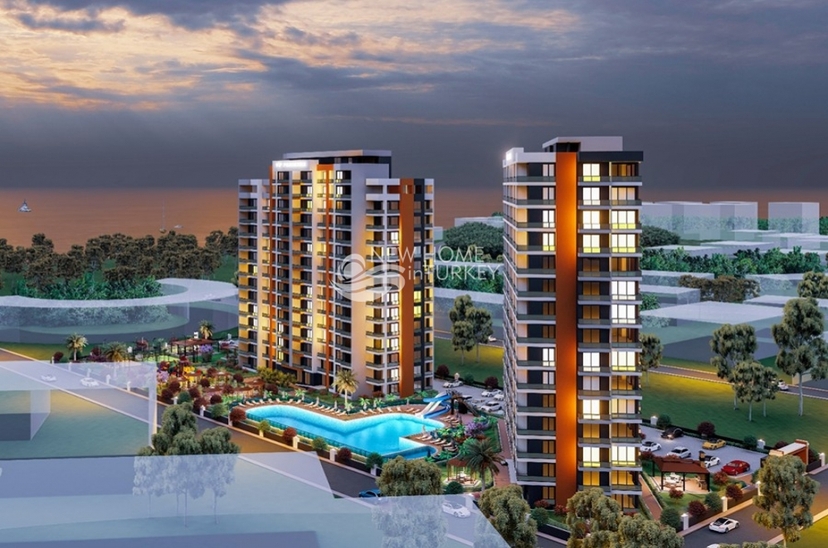 Luxuriöses 1+1 Apartment mit Meerblick und Bergblick in Mersin-Tece