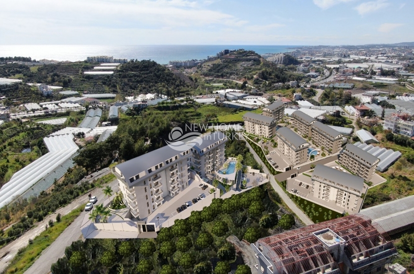 Luxury 1+1 Apartment with Sea, Castle, and Mountain Views in Konakli, Alanya