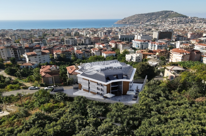 Ylellinen 2+1 asunto meri- ja linna-näköalalla, Alanya - Hasbahce
