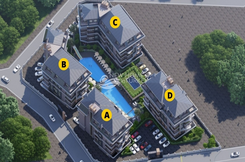 Luxury 1+1 with Castle and Mountain Views in Alanya - Oba