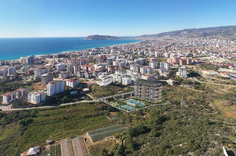 Ylellinen 1+1 huoneisto meri- ja linnoitusnäköalalla, Alanya - Tosmur