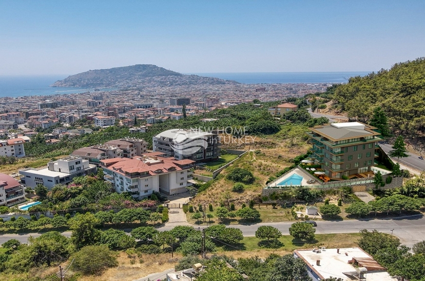 Luxuriöse 2+1 Wohnung mit Meerblick, Burg- und Bergblick in Hasbahce, Alanya