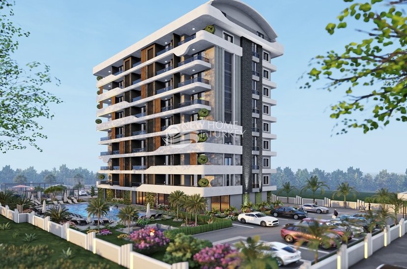 Luxuriöses 1+1 Apartment mit Burg- und Bergblick, Alanya