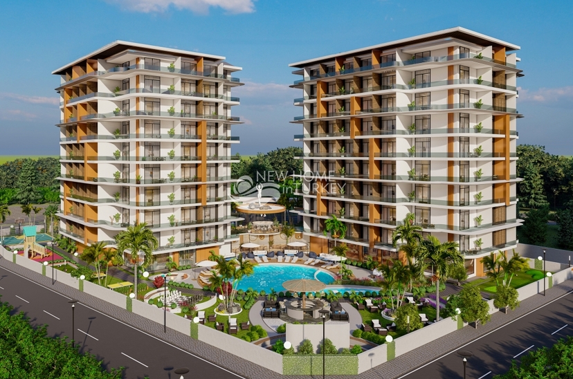 Luxuriöse 1+0 Wohnung mit Burg- und Bergblick in Payallar, Alanya