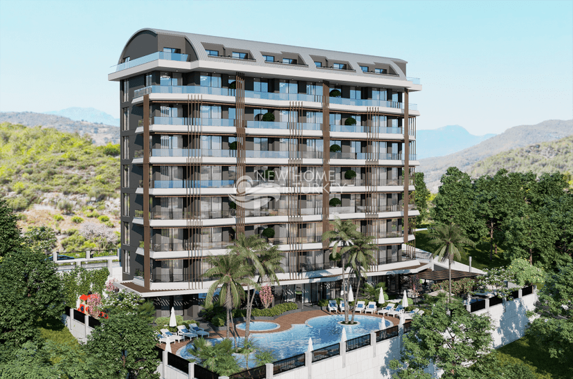 Luxuriöses 1+1 Apartment mit Bergblick, Alanya - Demirtas