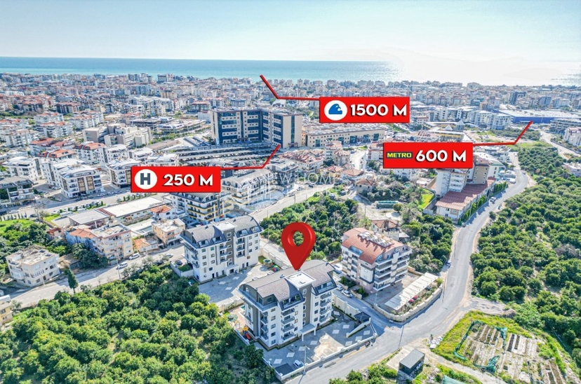 Luxury 1+1 Apartment with Mountain View in Oba, Alanya