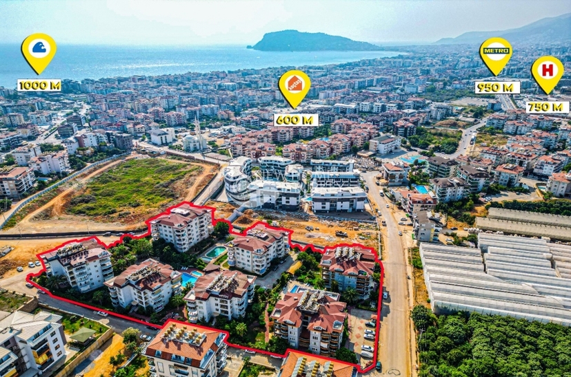 Geräumige Bergblick 2+1 Wohnung in Alanya - Oba