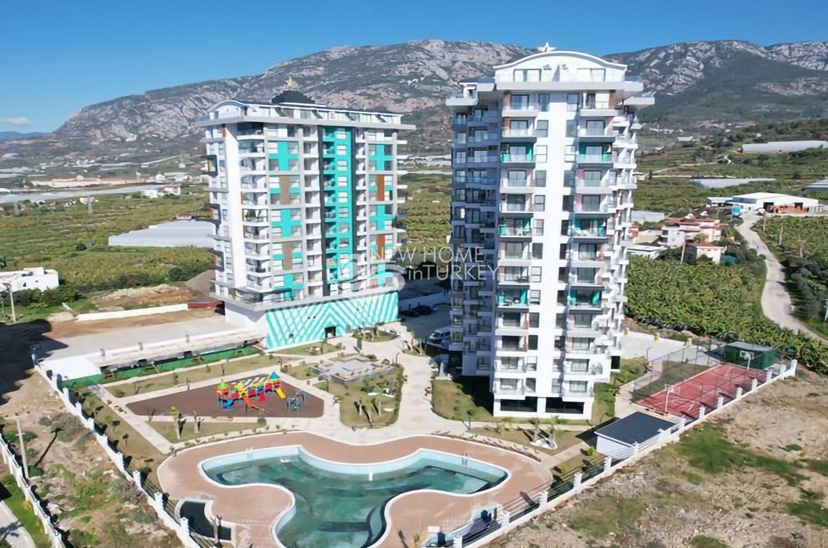 Luksuriøs 1+1 Leilighet med Sjø- og Fjellutsikt i Alanya