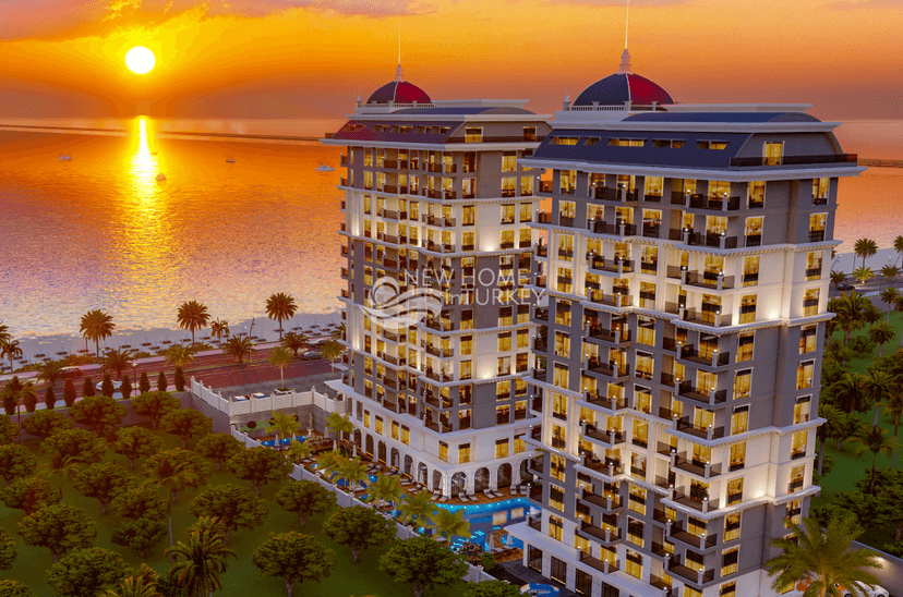 Luxuriöse 1+1 Wohnung mit Meerblick und Burgblick, Alanya
