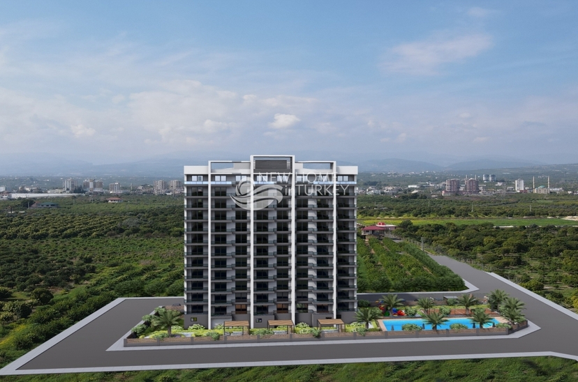 Luxuriöse 1+1 Wohnung mit Meerblick und Bergblick, Mersin-Çeşmeli