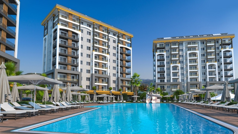 Luxuriöses 1+1 Apartment mit Meerblick und Bergblick, Alanya - Avsallar