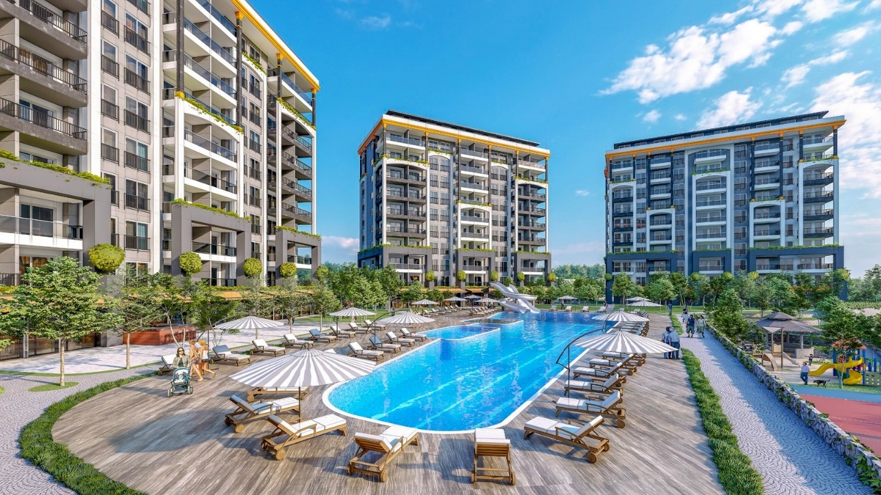 Luxuriöses 1+1 Apartment mit Meerblick und Bergblick, Alanya - Avsallar