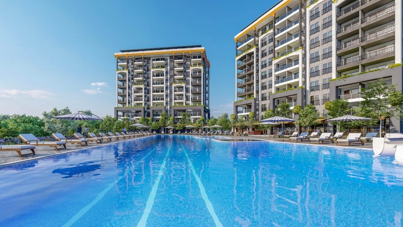 Luxuriöses 1+1 Apartment mit Meerblick und Bergblick, Alanya - Avsallar