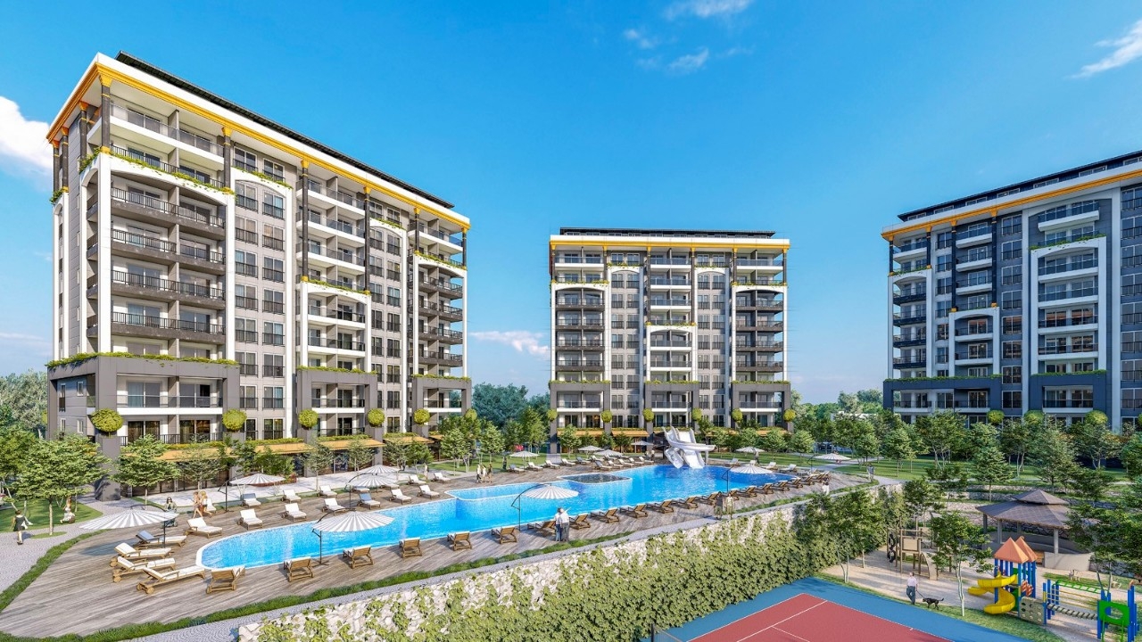 Luxuriöses 1+1 Apartment mit Meerblick und Bergblick, Alanya - Avsallar