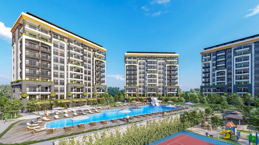 Luxuriöses 1+1 Apartment mit Meerblick und Bergblick, Alanya - Avsallar