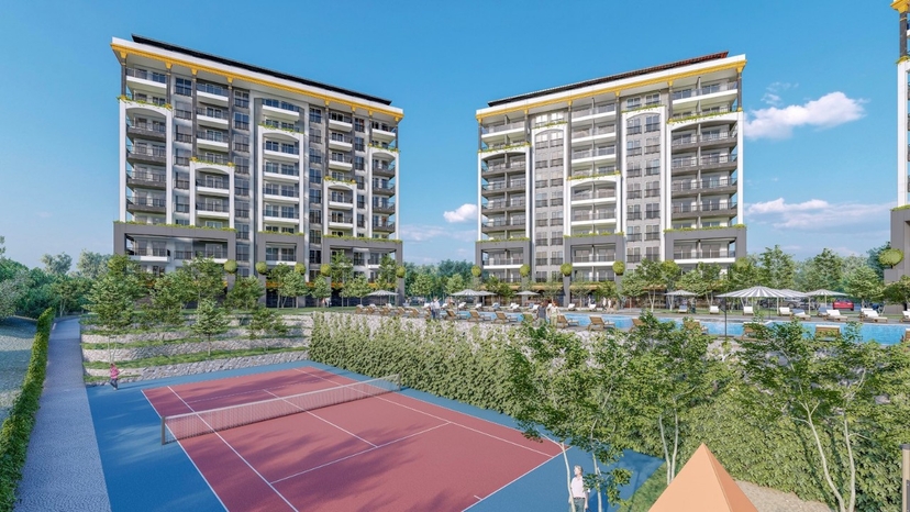 Luxuriöses 1+1 Apartment mit Meerblick und Bergblick, Alanya - Avsallar