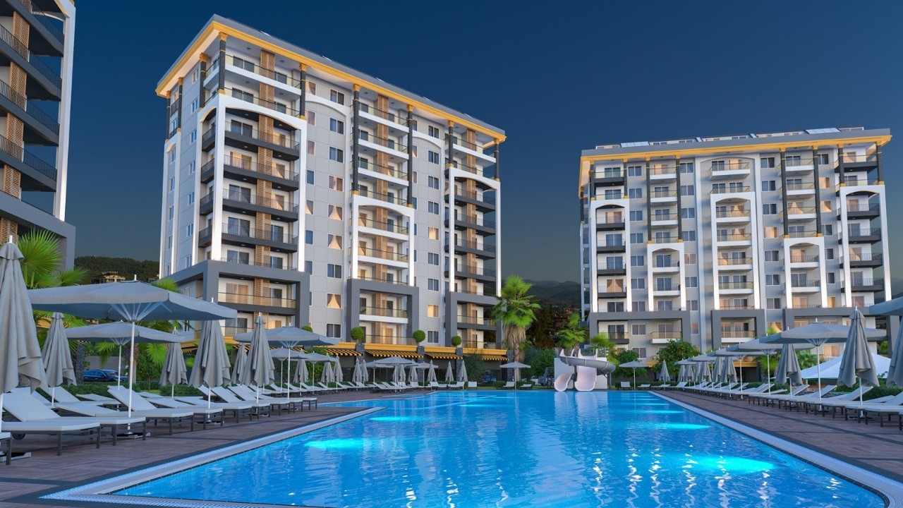 Luxuriöses 1+1 Apartment mit Meerblick und Bergblick, Alanya - Avsallar