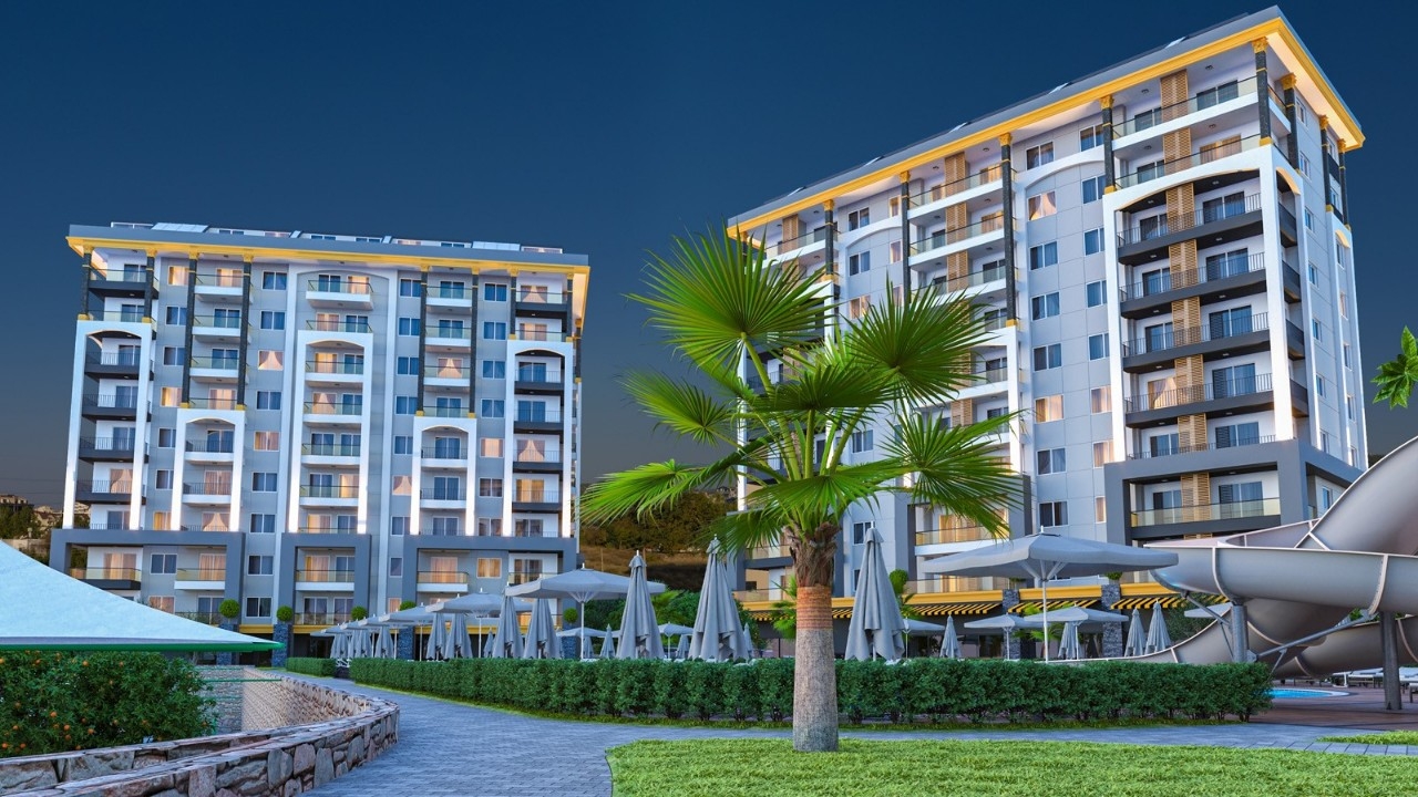 Luxuriöses 1+1 Apartment mit Meerblick und Bergblick, Alanya - Avsallar