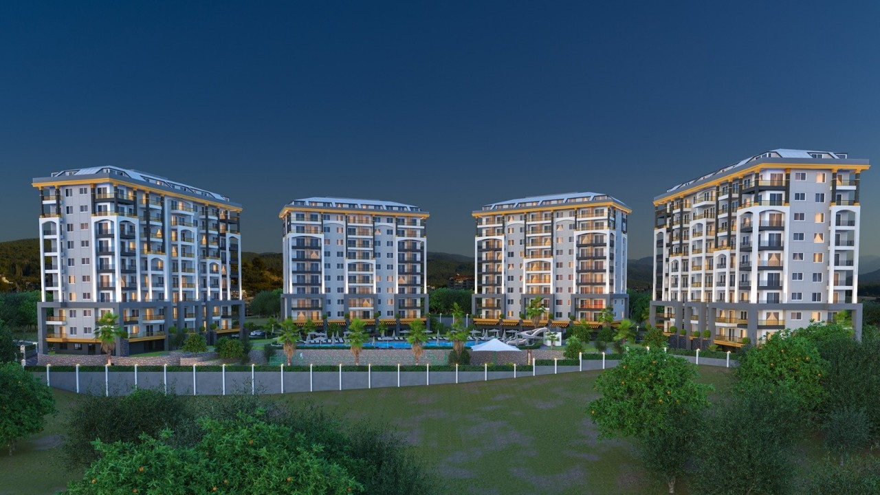 Luxuriöses 1+1 Apartment mit Meerblick und Bergblick, Alanya - Avsallar