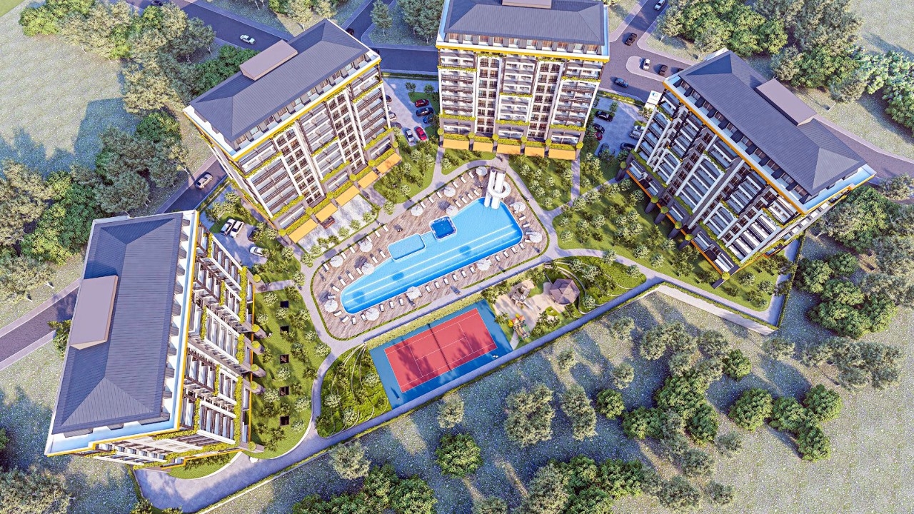 Luxuriöses 1+1 Apartment mit Meerblick und Bergblick, Alanya - Avsallar