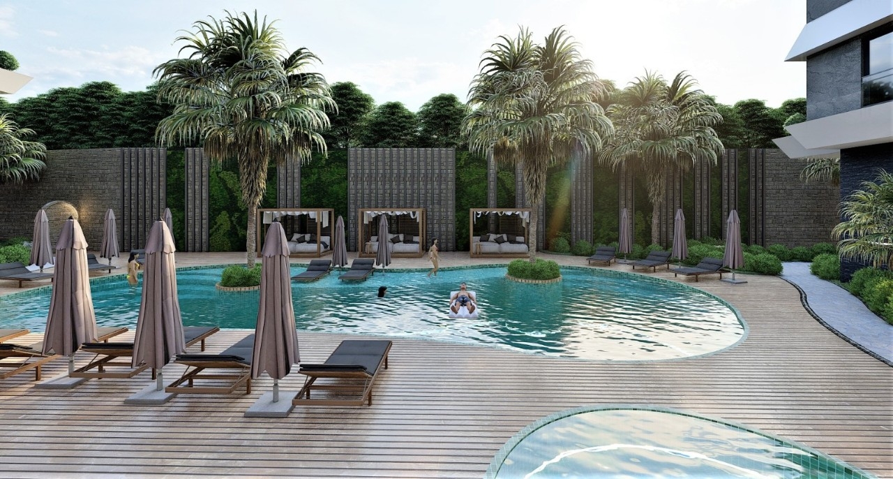 Luxuriöse 1+1 Wohnung mit Meerblick und Bergblick, Alanya - Avsallar