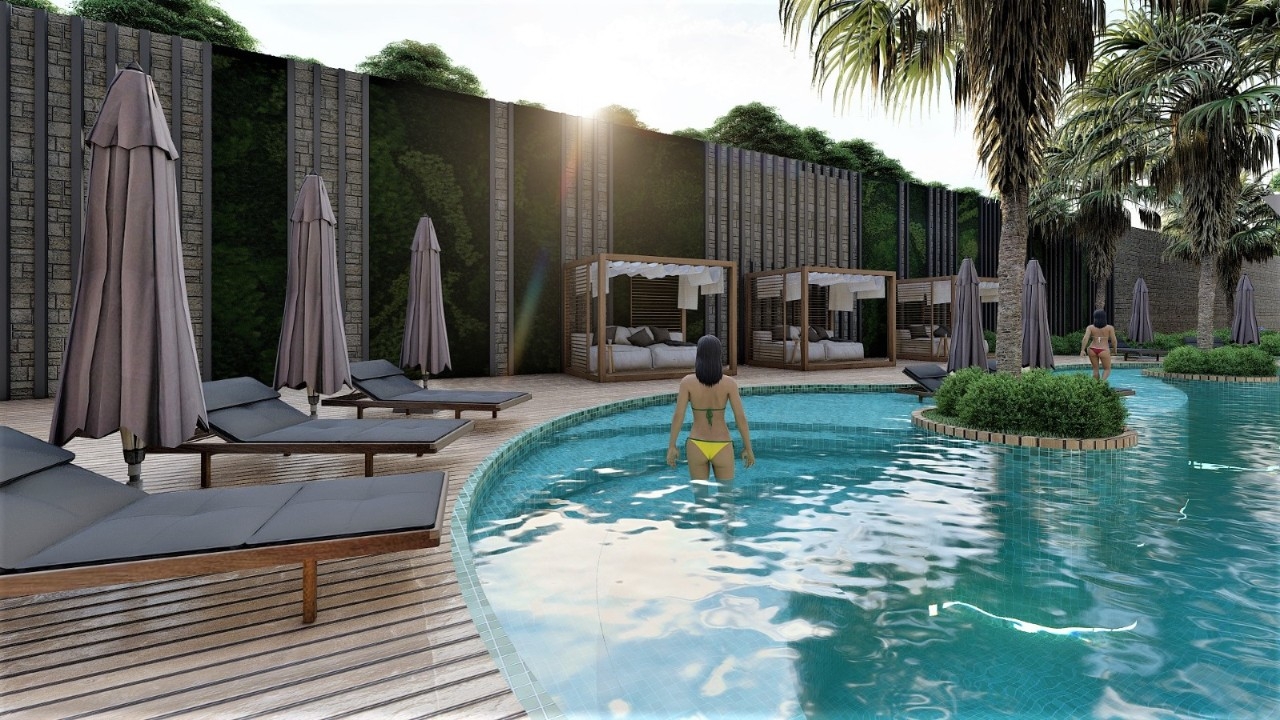 Luxuriöse 1+1 Wohnung mit Meerblick und Bergblick, Alanya - Avsallar