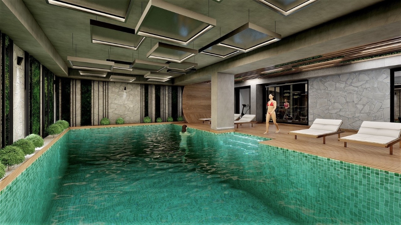 Luxuriöse 1+1 Wohnung mit Meerblick und Bergblick, Alanya - Avsallar