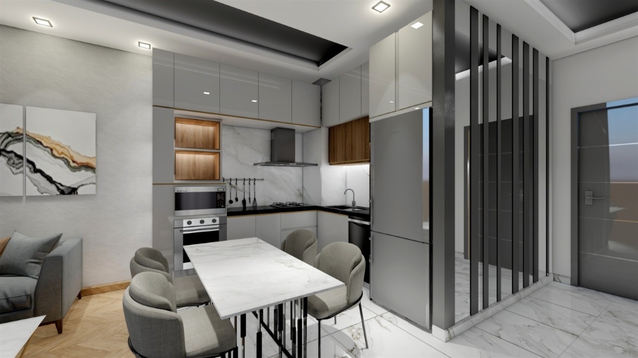 Luxuriöse 1+1 Wohnung mit Meerblick und Bergblick, Alanya - Avsallar