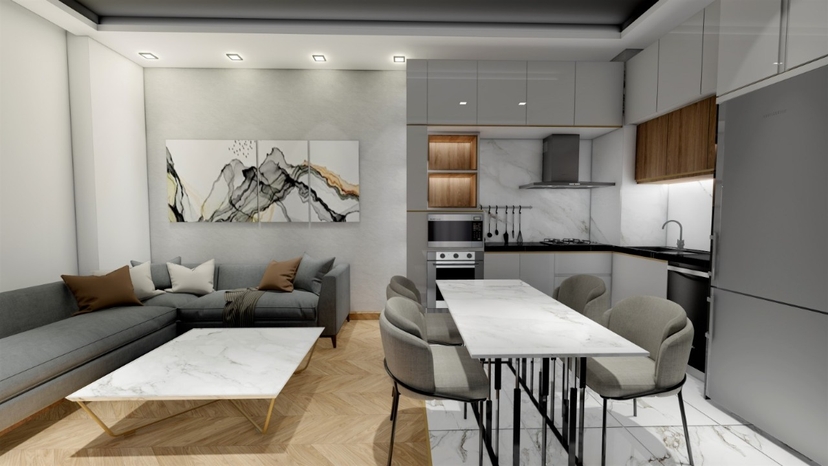 Luxuriöse 1+1 Wohnung mit Meerblick und Bergblick, Alanya - Avsallar