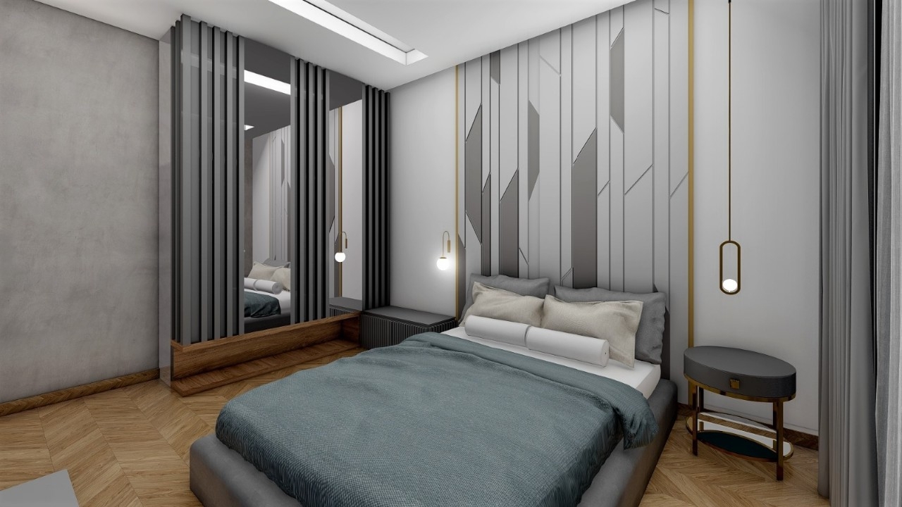 Luxuriöse 1+1 Wohnung mit Meerblick und Bergblick, Alanya - Avsallar