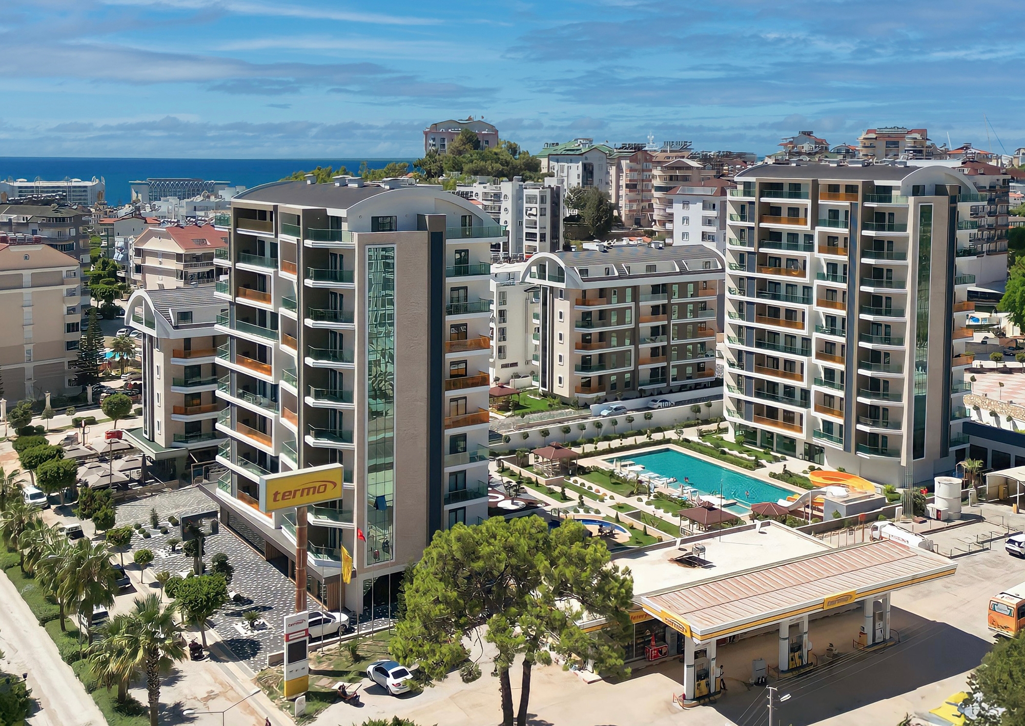 Luxuriöse 1+1 Wohnung mit Meerblick in Avsallar, Alanya