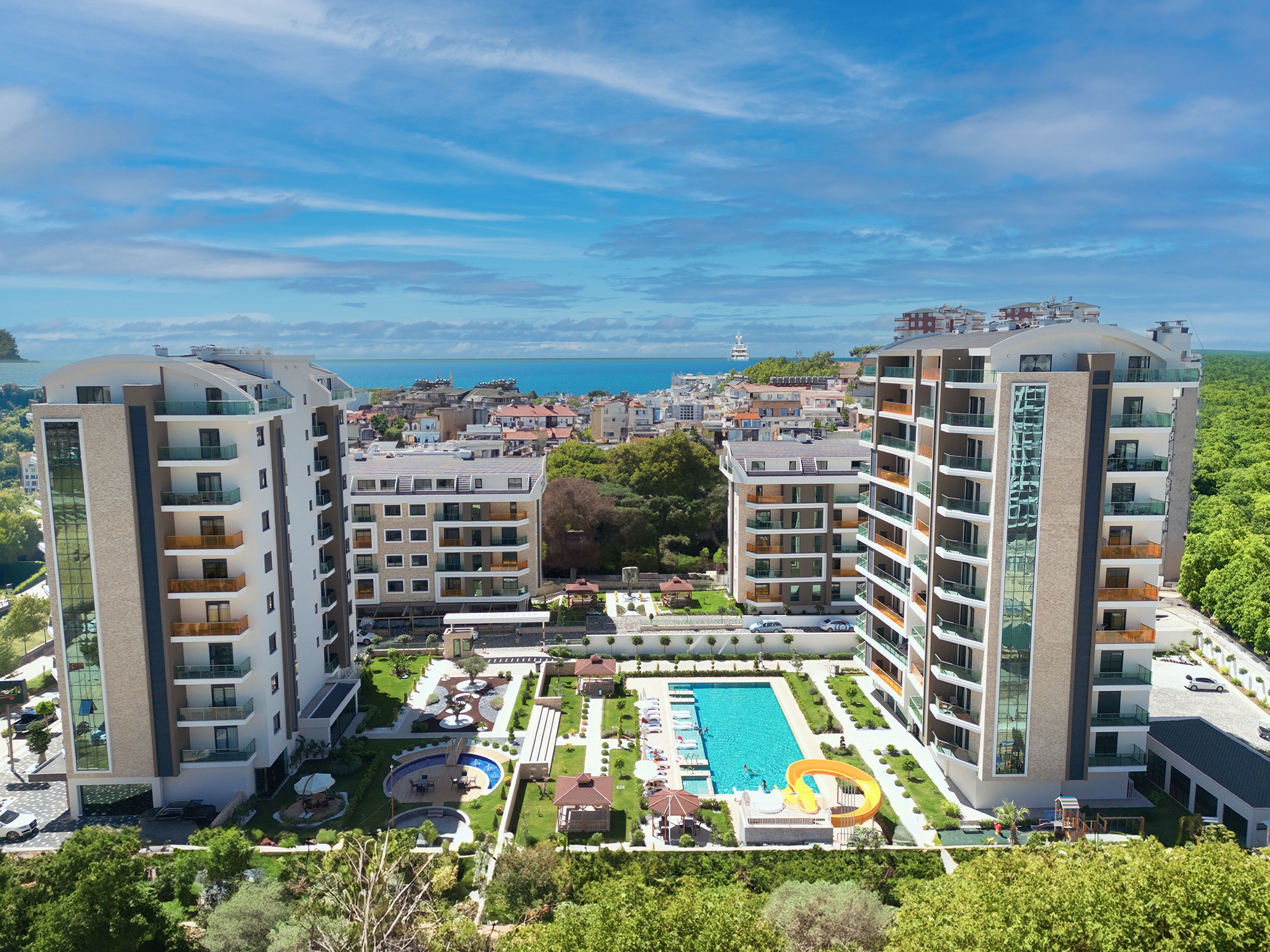Luxuriöse 1+1 Wohnung mit Meerblick in Avsallar, Alanya