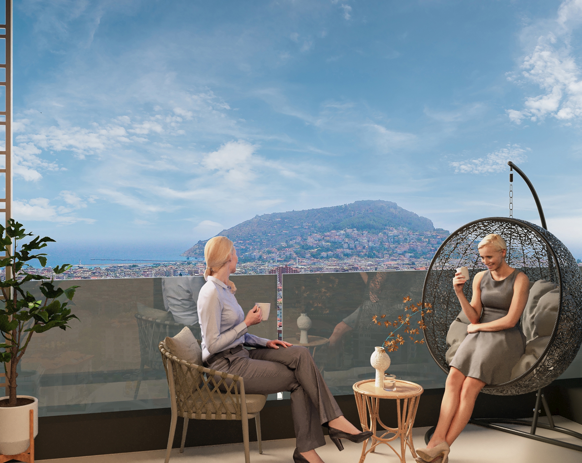 Luxuriöses 4+1 Apartment mit atemberaubendem Blick in Alanya-Hasbahce