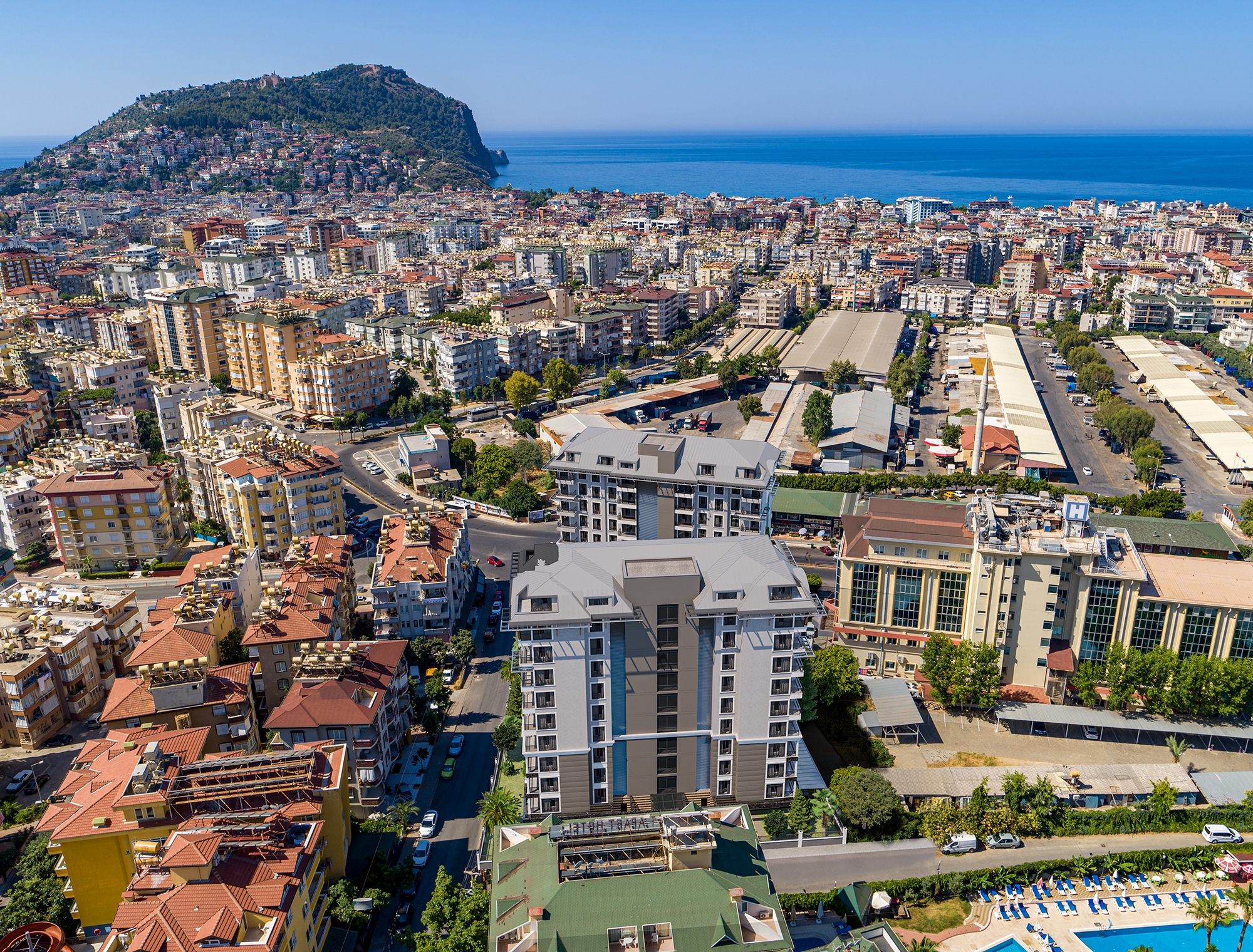 Luksuriøs 1+1 Lejlighed med Fantastisk Udsigt, Alanya Center
