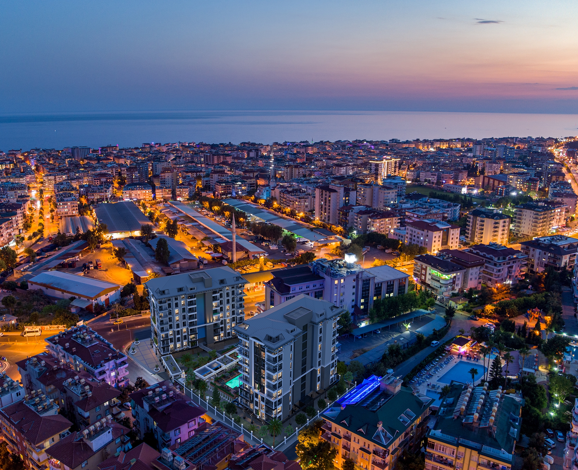 Luksuriøs 1+1 Lejlighed med Fantastisk Udsigt, Alanya Center
