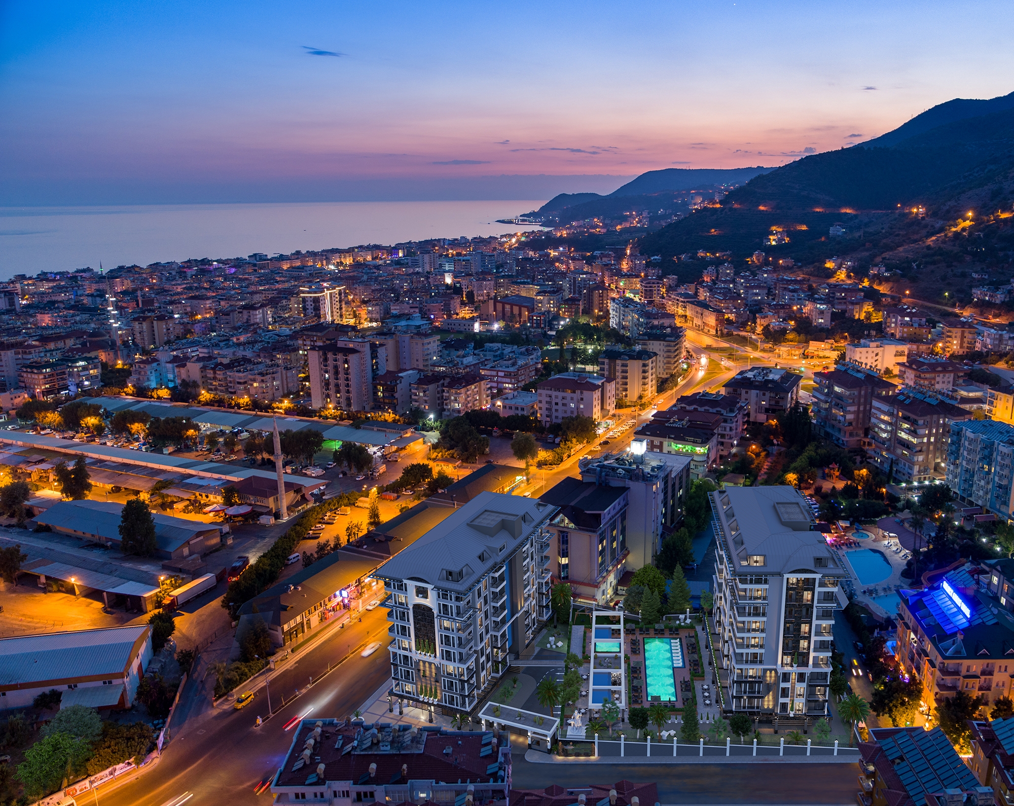 Luksuriøs 1+1 Lejlighed med Fantastisk Udsigt, Alanya Center