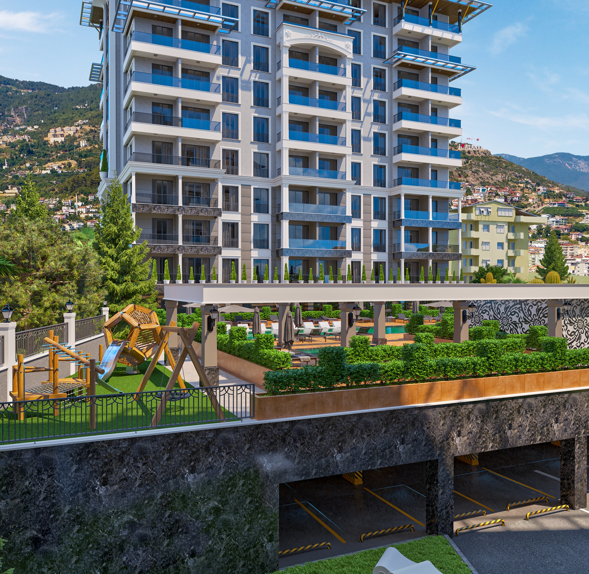 Luksuriøs 1+1 Lejlighed med Fantastisk Udsigt, Alanya Center