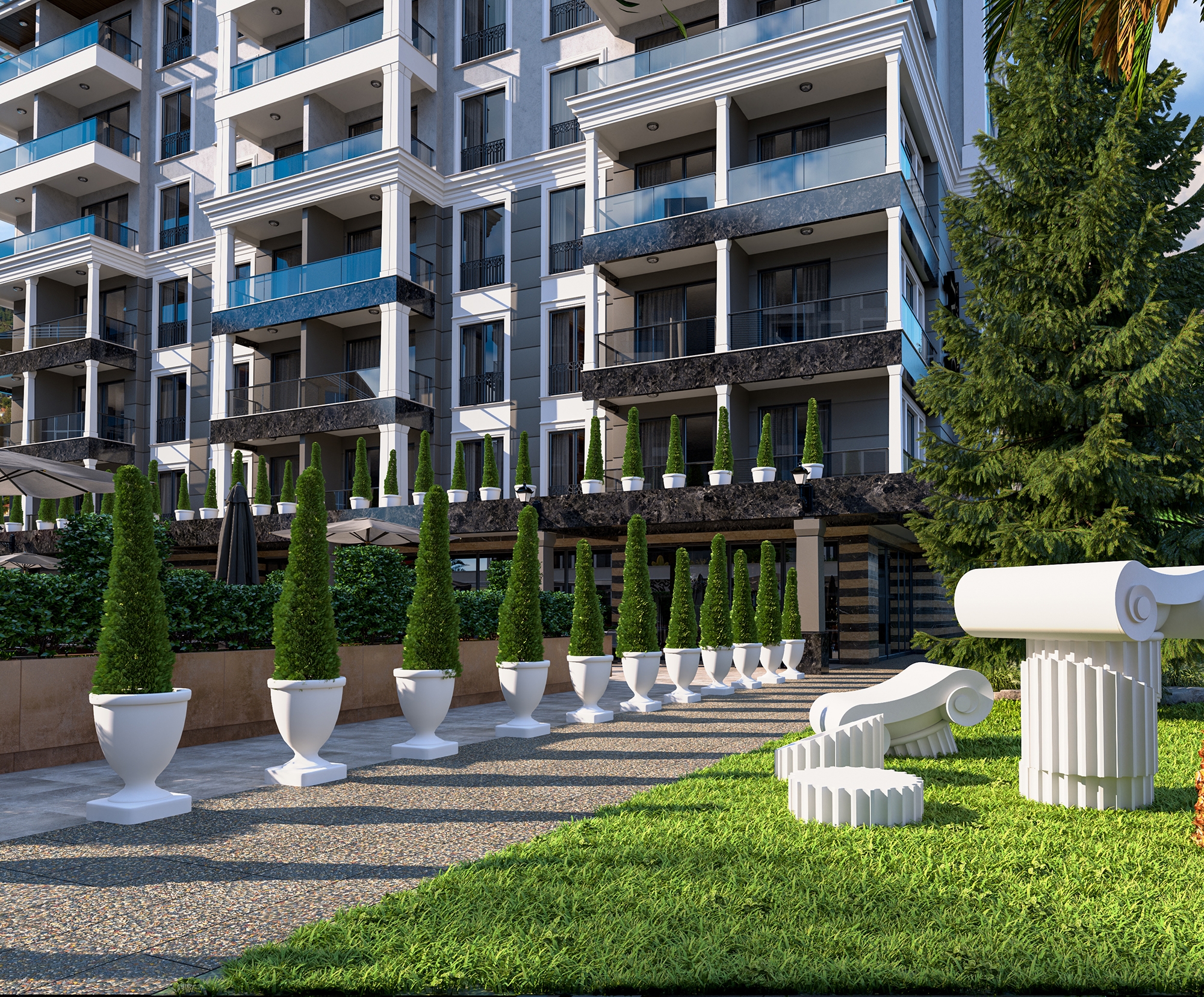 Luksuriøs 1+1 Lejlighed med Fantastisk Udsigt, Alanya Center