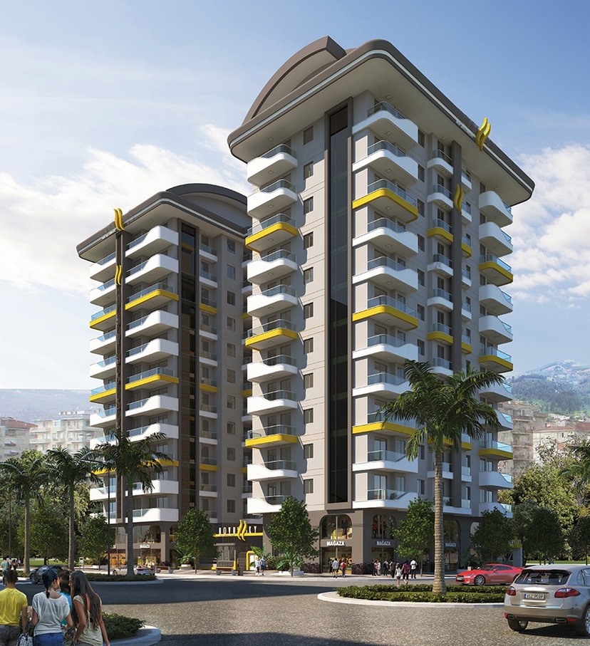 Luxuriöse 1+1 Wohnung mit Meerblick und Bergblick in Mahmutlar