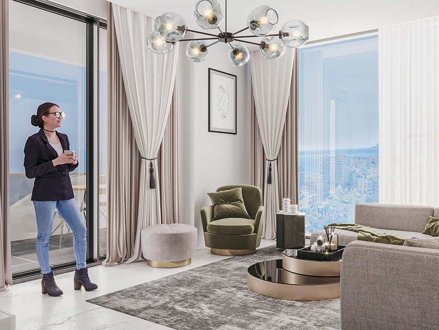 Luxuriöse 1+1 Wohnung mit Meerblick und Bergblick in Mahmutlar